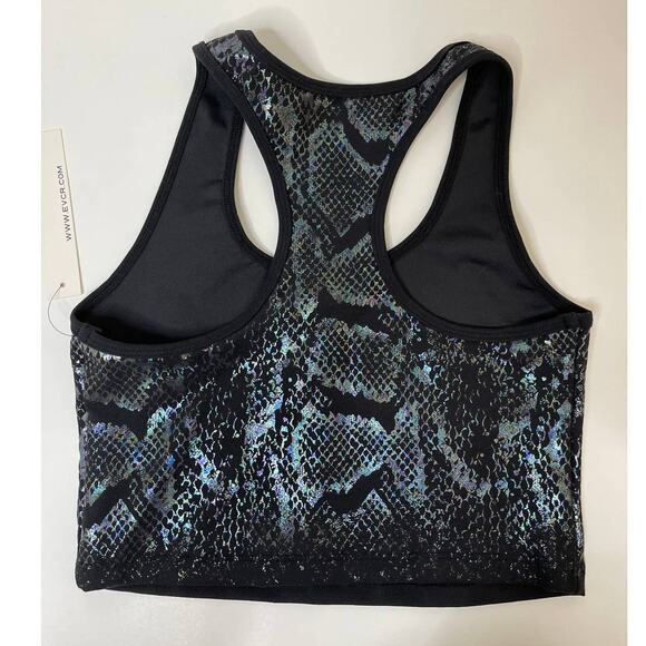 Evolution & Creation Racerback Black Rainbow Snake Print Sports Bra NEW Small - Picture 2 of 9